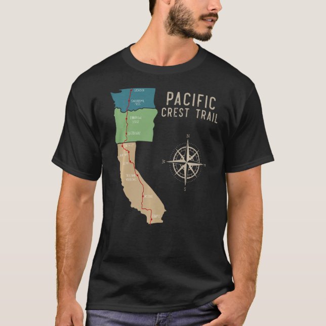 Camiseta Mapa De Senderismo De Escudos Del Pacífico 1 (Anverso)