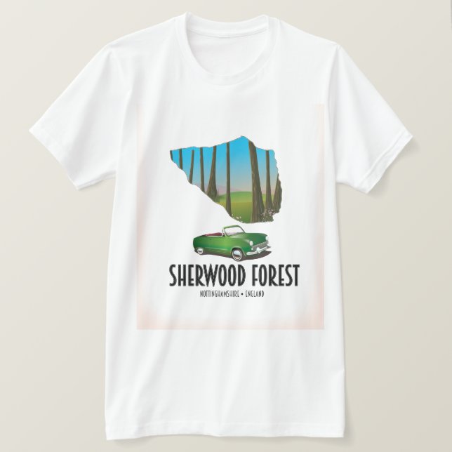 Camiseta Mapa de Sherwood Forest Nottinghamshire (Anverso del diseño)