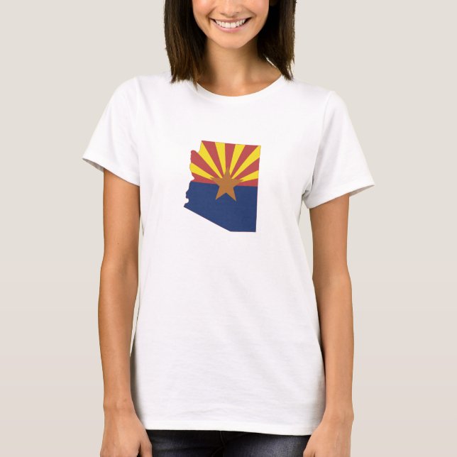 Camiseta Mapa de silueta de Arizona con bandera estatal mod (Anverso)