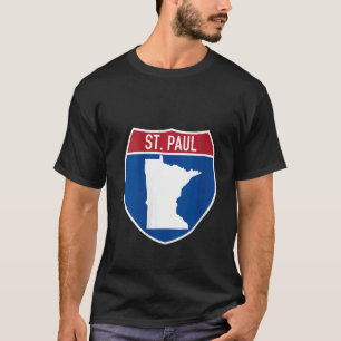 Camiseta Mapa de St. Paul Minnesota Carretera Rótulo intere
