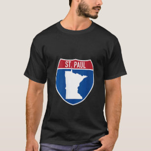 Camiseta Mapa de St. Paul Minnesota Carretera Rótulo intere