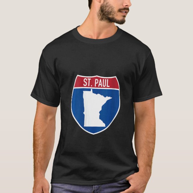 Camiseta Mapa de St. Paul Minnesota Carretera Rótulo intere (Anverso)