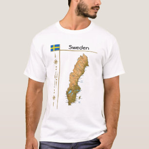 Camiseta Mapa de Suecia + Bandera + Título T-Shirt