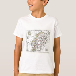 Camiseta Mapa de Suecia Dinamarca Escandinavia del atlas