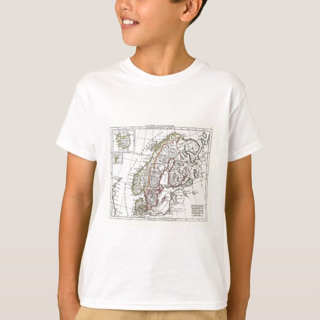 Camiseta Mapa de Suecia Dinamarca Escandinavia del atlas (Anverso)