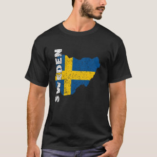 Camiseta Mapa De Suecia Vintage Bandera Sueca Pr