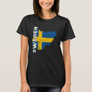 Camiseta Mapa De Suecia Vintage Bandera Sueca Pr