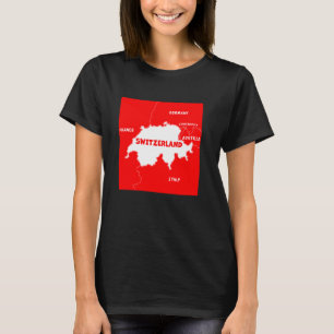 Camiseta Mapa de Suiza con colores de bandera. País vecino