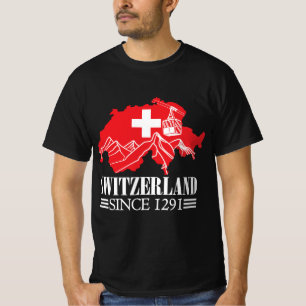 Camiseta Mapa de Suiza desde las montañas de 1291 Bandera s