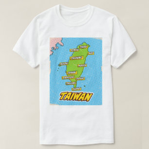 Camiseta Mapa de Taiwan ilustrado por arte pop