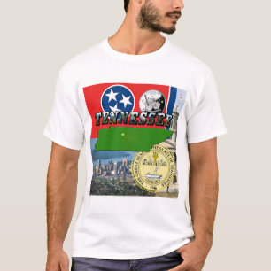 Camiseta Mapa de Tennessee, Bandera, Sello de Estado e imág