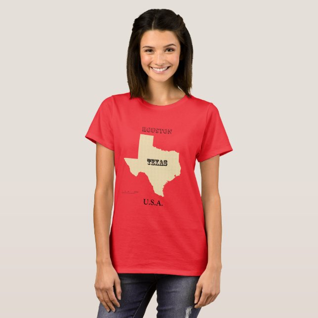 Camiseta - Mapa de Texas con ciudad (Anverso completo)