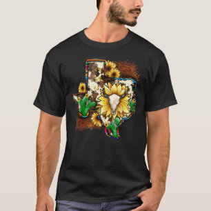 Camiseta Mapa de Texas de girasol de cráneo de toro de cuer