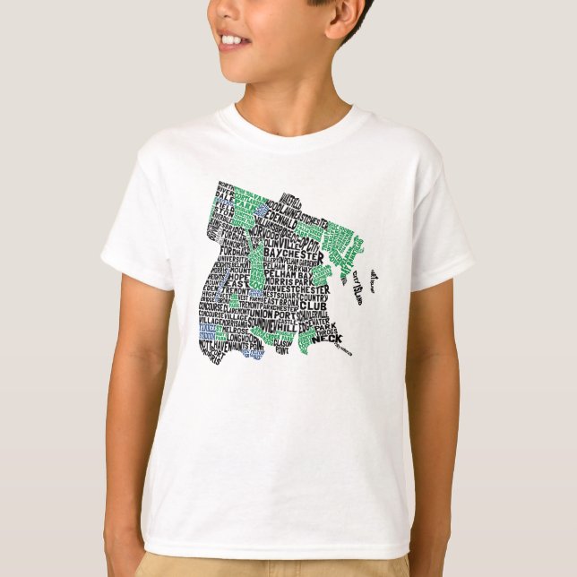 Camiseta Mapa de tipografía del Bronx en Nueva York (Anverso)