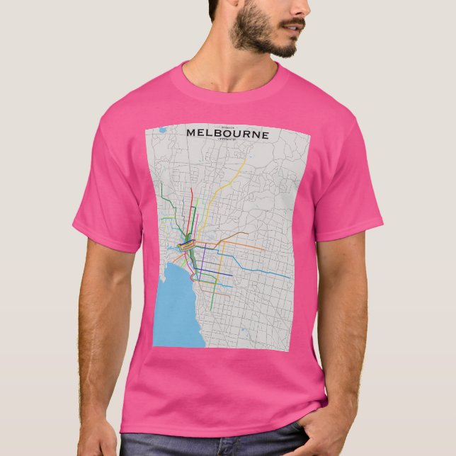 Camiseta Mapa de Tránsito de Melbourne (Anverso)