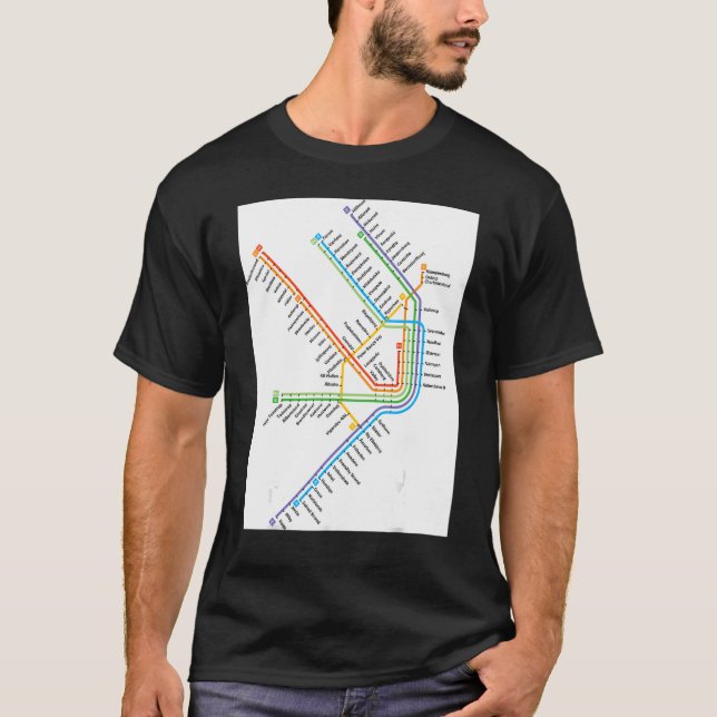 Camiseta Mapa de trenes de Dinamarca  Danmark (Anverso)