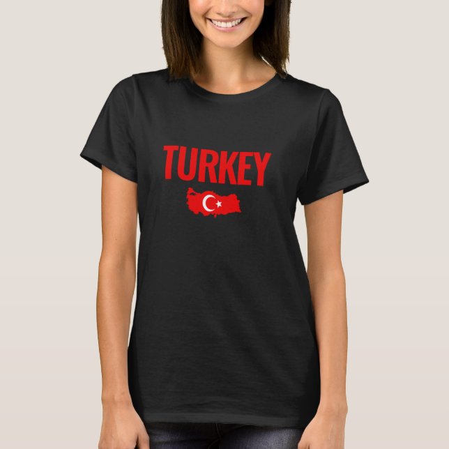 Camiseta Mapa de Turquía: Turca con bandera turca (Anverso)