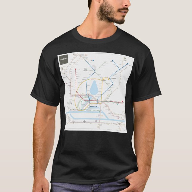 Camiseta Mapa de U-Bahn de Hamburgo (Anverso)