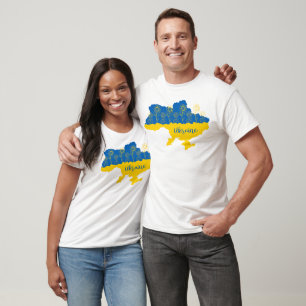Camiseta Mapa de Ucrania con girasol y bandera ucraniana
