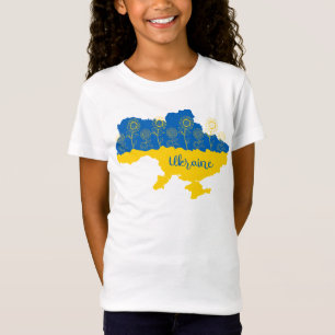 Camiseta Mapa de Ucrania con girasol y bandera ucraniana