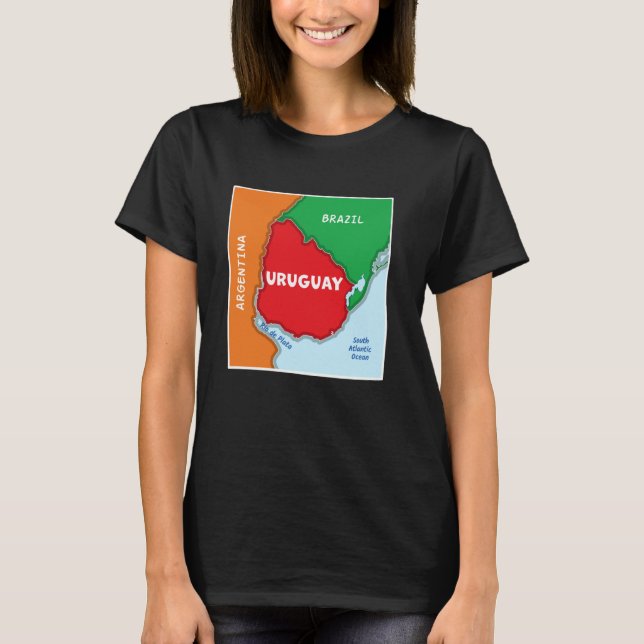 Camiseta Mapa de Uruguay simplificado con vecino (Anverso)