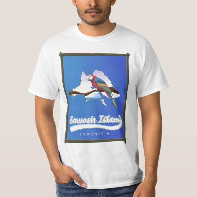 Camiseta Mapa de viaje a la isla de Samosir Indonesia (Anverso)