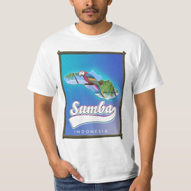 Camiseta mapa de viaje a la isla Sumba Indonesia (Anverso)