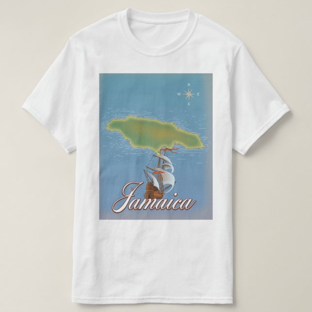 Camiseta Mapa de viaje de la isla jamaicana (Diseño del anverso)