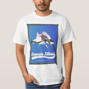 Camiseta Mapa de viaje de la isla Samosir Indonesia