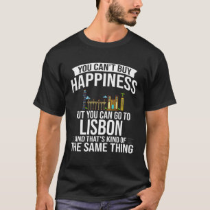 Camiseta Mapa de viaje del horizonte urbano de Lisboa Portu
