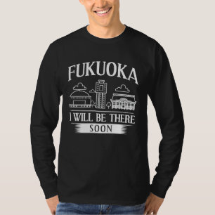 Camiseta Mapa de viaje del paisaje urbano de Fukuoka Japón
