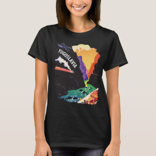 Camiseta Mapa de viaje en tren de Yugoslavia Retro Negro