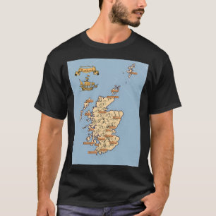 Camiseta Mapa de viaje ilustrado de Escocia