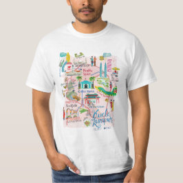 Camiseta Mapa de viaje ilustrativo rosa en Kuala Lumpur