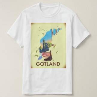 Camiseta mapa de viaje vikingo del Mar Báltico de Gotland