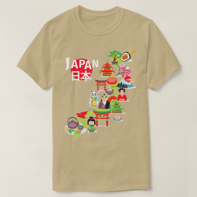 Camiseta Mapa de viajes con bandera de Japón Orgullo japoné (Diseño del anverso)