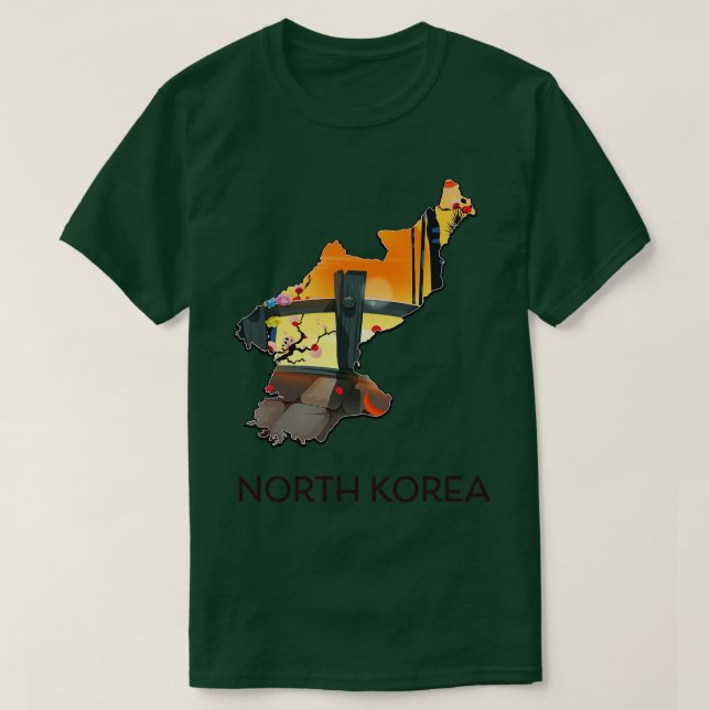 Camiseta Mapa de viajes de Corea del Norte (Diseño del anverso)