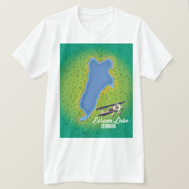 Camiseta Mapa de viajes de Esrum Lake Dinamarca (Anverso del diseño)
