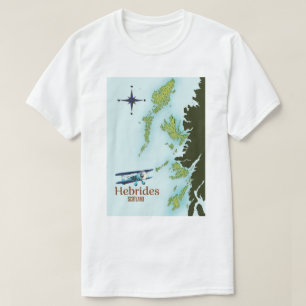 Camiseta Mapa de viajes de Hebrides, Escocia.