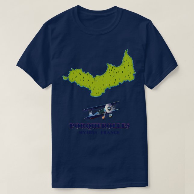 Camiseta Mapa de viajes de la isla de Porquerolles France (Diseño del anverso)