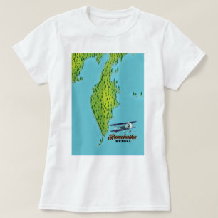 Camiseta Mapa de viajes de la península de Kamchatka en Rus