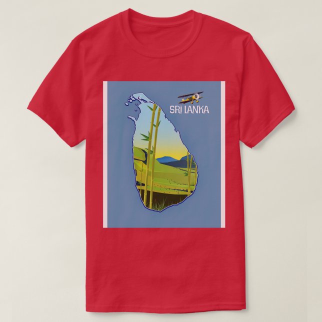 Camiseta Mapa de viajes de las islas de Sri Lanka (Diseño del anverso)