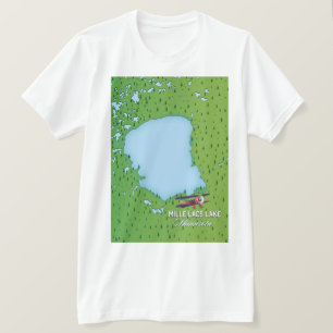Camiseta mapa de viajes de mille lacs lake Minnesota.
