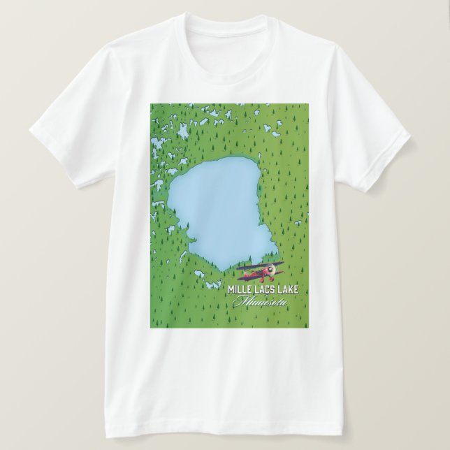 Camiseta mapa de viajes de mille lacs lake Minnesota. (Anverso del diseño)