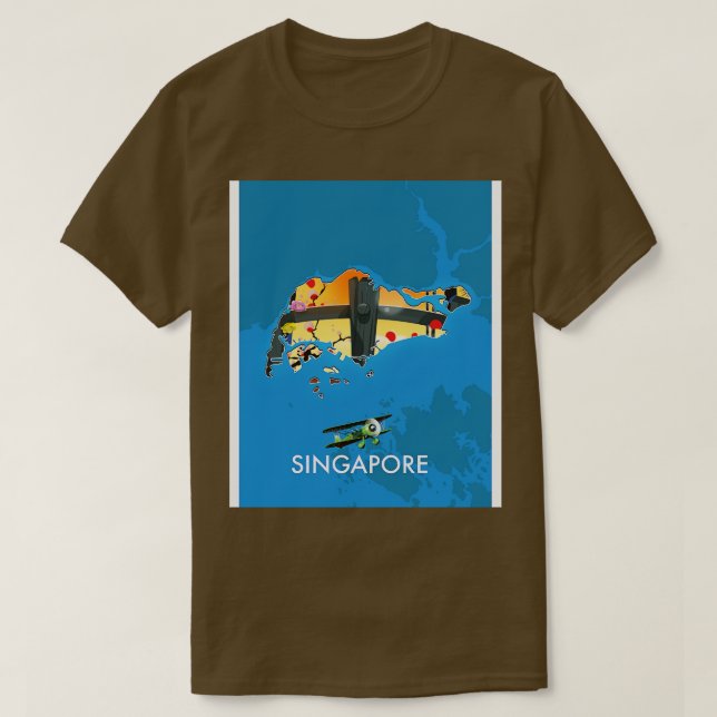 Camiseta Mapa de viajes de Singapur (Diseño del anverso)