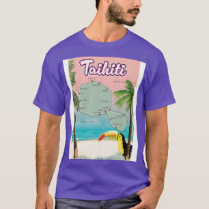 Camiseta Mapa de viajes de Tahiti Retro