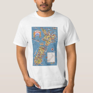 Camiseta Mapa de Viajes Vintage de Nueva Zelanda