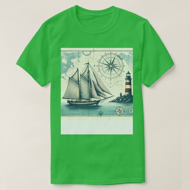 Camiseta Mapa de Vintage Nautical (Diseño del anverso)