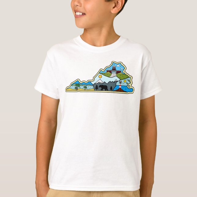 Camiseta Mapa de Virginia Chesapeake Charlottesville Lynchb (Anverso)