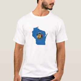 Camiseta Mapa de Wisconsin con la bandera del estado de for